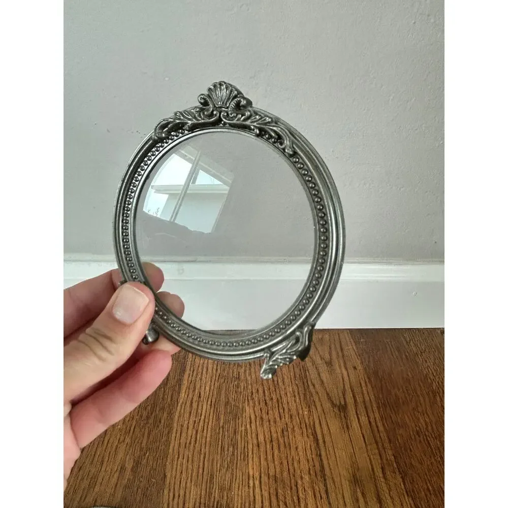 Vintage Metal Round Picture Frame Shell Crest